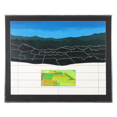 Tableau Ancien Guido Biasi 1974 Mémoire écologique Acrylique sur Toile