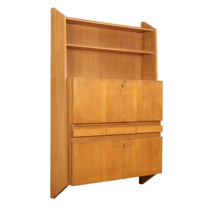 Meuble Vintage des Années 50 Plaquée en Chêne Abattant Bureau
