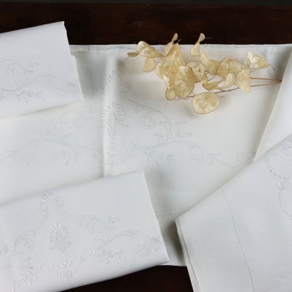 Double Bed Sheet with 2 Pillowcases '900 White Flax Composition