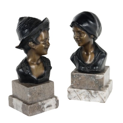Coppia di Sculture in Bronzo Giovanni De Martino