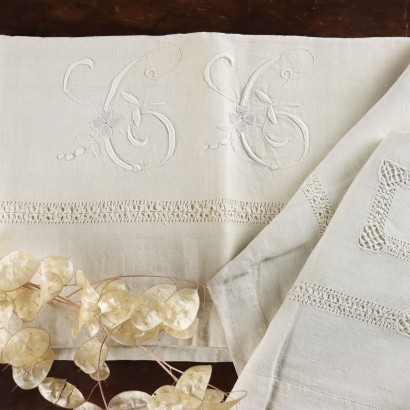 Double Bed Sheet '900 White Flax Italy