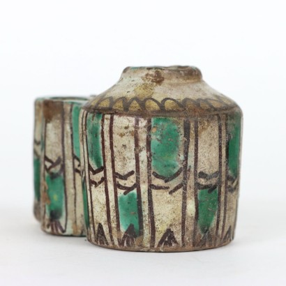 Glazed earthenware inkwell