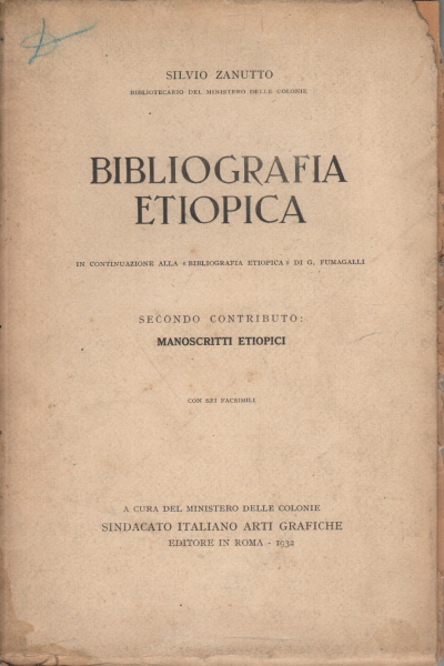 Bibliografia etiopica Secondo contributo: manoscri, Silvio Zanutto