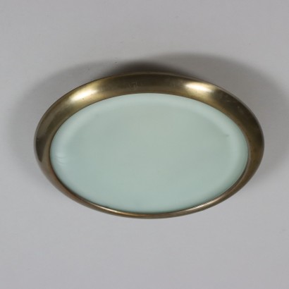 Vintage Lamp Aluminium Brass Glass Italy 50s-60s