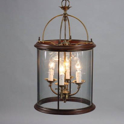 Lanterne Ancienne en Verre et Laiton XXe Siècle