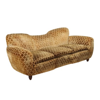 Vintage Sofa der 50er Jahre Holz Schaumpolsterung Samt