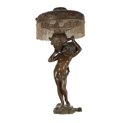 Antike Lampe Jugendstil Skulptur Auguste Moreau '800-'900 Metall