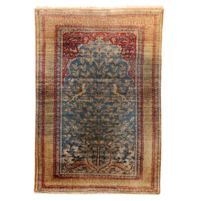Tapis Ancien Kayseri Turquie Soie Noeud Fin Fait à la Main