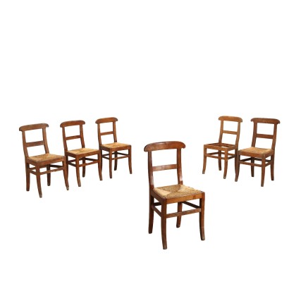 Groupe de 6 Chaises Merisier Italie Début du XIXe Siècle
