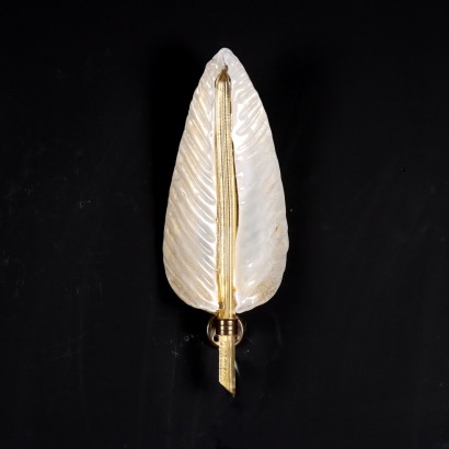 Vintage Wall Lamp from the 1960s Brass Glass with Gold Dust