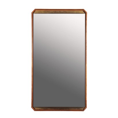 Vintage Wall Mirror Exotic Wood Italy 1960s