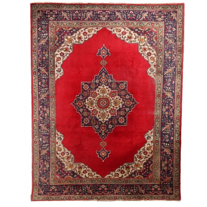 Tapis Ancien Tabriz Iran Coton Laine Noeud Gros Fait à la Main