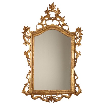 Miroir en Style Baroque Ancien Bois Doré Italie XXe Siècle