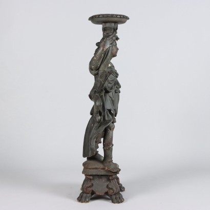 Escultura de soporte de jarrón de ángel barroco