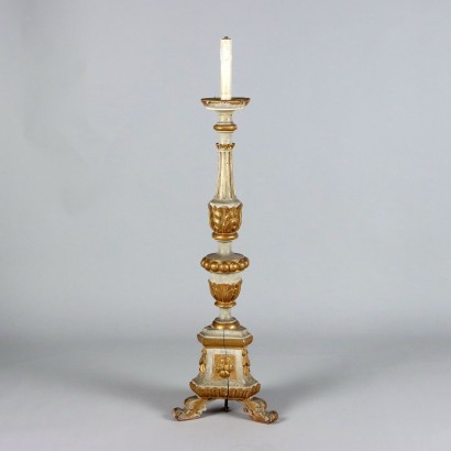 Ancient Eclectic Candle-Holder Mid XIX Century Carved and Gilded Wood