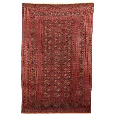 Tapis Ancien Bukhara Turkmenistan Laine Noeud Fin Fait Main