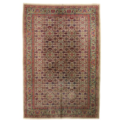 Tapis Ancien Asiatique Coton Laine Noeud Gros Fait Main