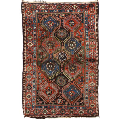Tapis Ancien Asiatique Laine Noeud Fin Fait à la Main