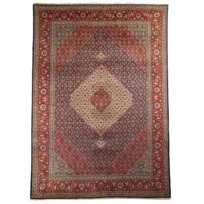 Tapis Ancien Asiatique Coton Laine Noeud Fin Fait à la Main