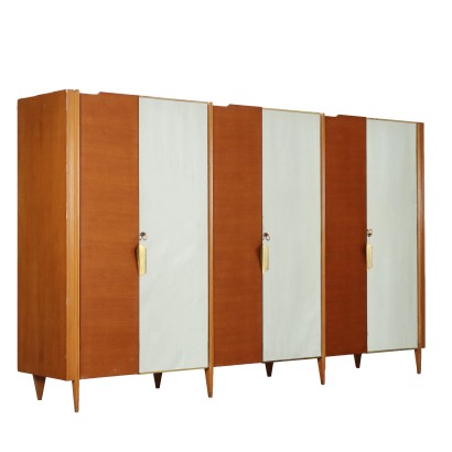 Vintage Wardrobe Wood Brass Italy 1950s-60s