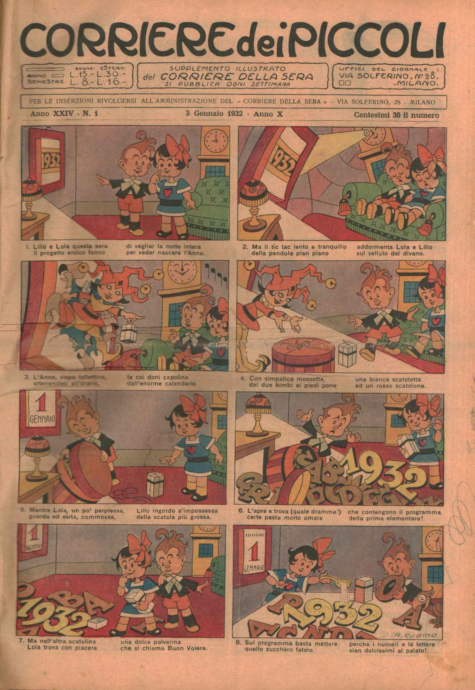 Corriere dei piccoli 1932 (52 numeri -,Corriere dei piccoli 1932. Annata comple