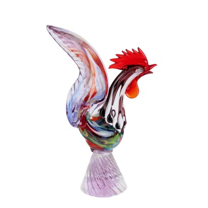 Sculpture Vintage d'un Coq des Années 60-70 Verre de Murano