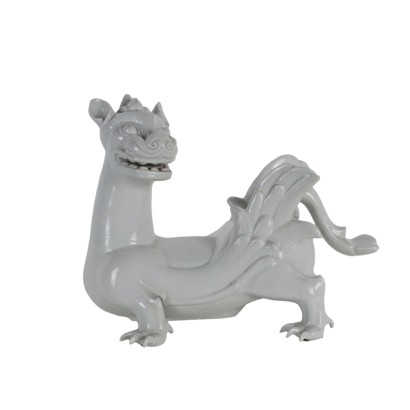 Sculpture Dragon en Porcelaine Blanche Vintage Objéts Chine Années 70