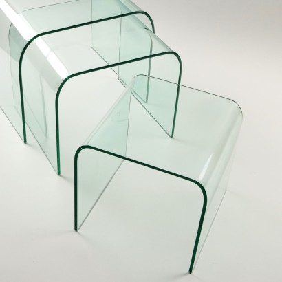Tables gigognes en verre des années 1900, Tables gigognes en verre des années 1960