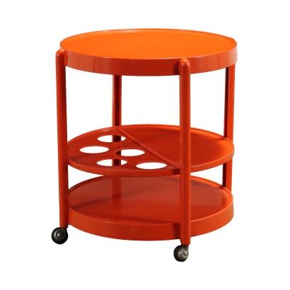 Chariot de Service des Années 60-70 Plastique Orange