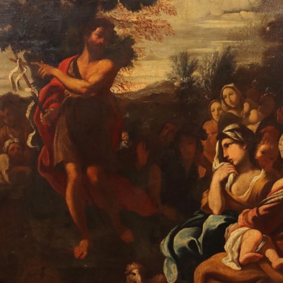Antikes Gemälde aus dem 18. Jahrhundert Die Predigt Johannes