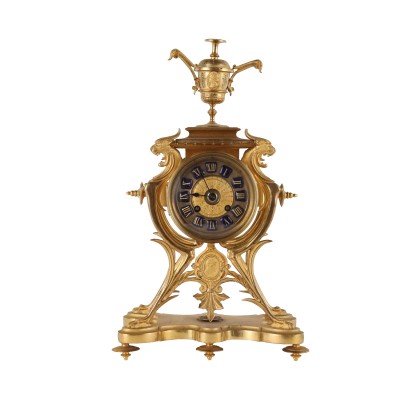 Ancient Clock Third Quarter of the XIX Century Gilded Bronze Metal