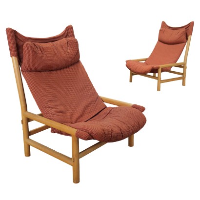 Fauteuils Vintage Carmina pour Arflex des Années 70 Bois de Hêtre