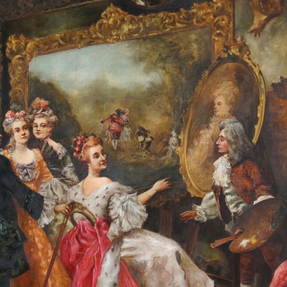 Tableau avec scène de genre, Le portrait de la reine, Tableau avec scène de genre