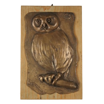 Sculpture Contemporaine Bas-Relief A. Guazzardella Hibou 1994 Bronze