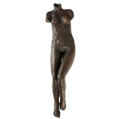 Nudo Femminile Scultura in Terracotta e Lamierino di Bronzo