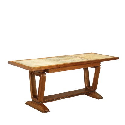 Table Vintage des Années 40-50 Plaquée en Noyer Papier