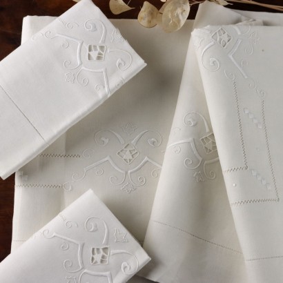Drap Double Ancien avec 2 Taies d'Oreiller '900 Composition Lin