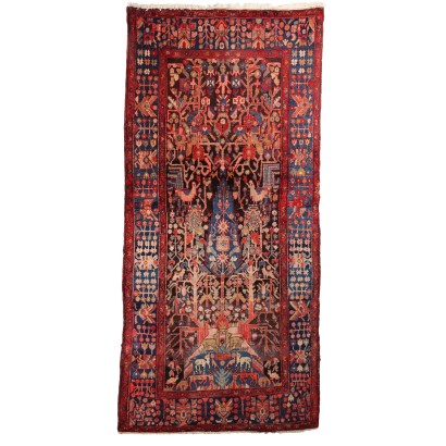 Tapis Ancien Asiatique Coton Laine Noeud Gros Fait à la Main