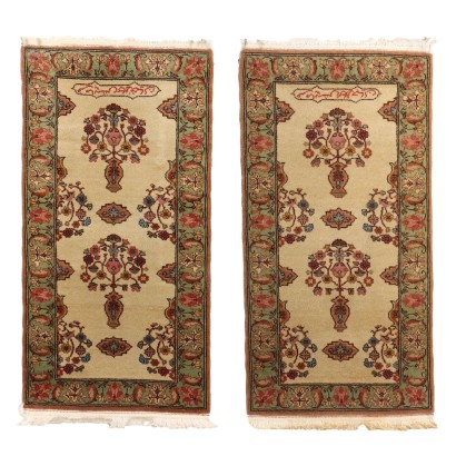 Paire de Tapis Vintage Turquie Coton Laine Noeud Gros Fait Main