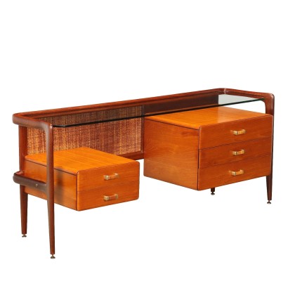 Toilette Vintage des Années 50-60 Bois Plaqué Teck Acajou Massif