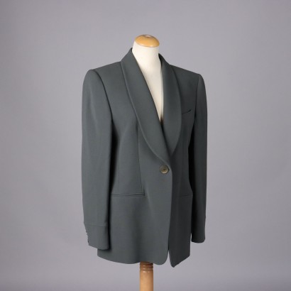 Blazer Giorgio Armani Second Hand Taille 46 Laine Soie Grise