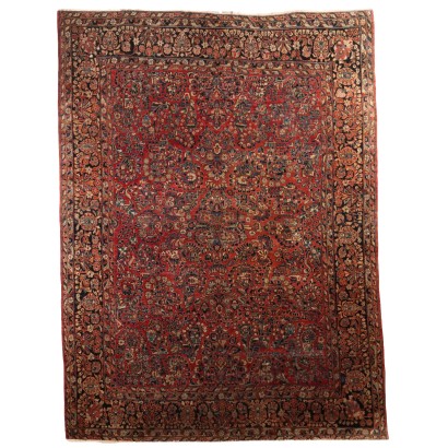 Tapis Vintage Saruk Americain Coton Laine Noeud Gros Fait Main