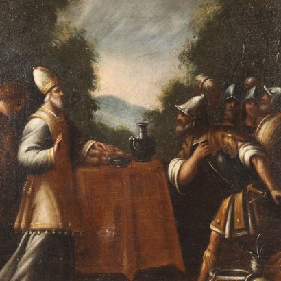 Tableau Ancien '600 Melchisedek Accueille Abraham Huile sur Toile