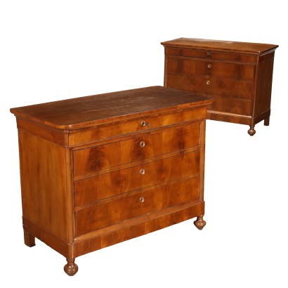 Paire de Commodes Anciennes Charles X Italie Première Moitié du '800