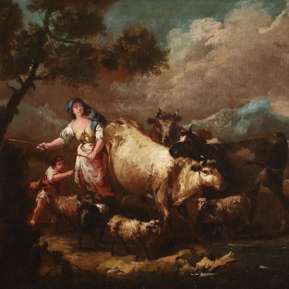 Huile sur Toile par Giuseppe Zais Italie XVIII Siècle