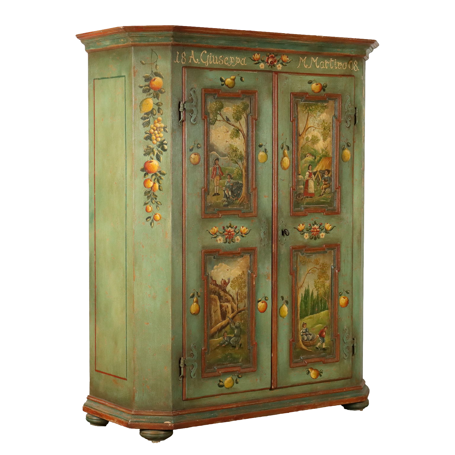 Piccolo Armadio Dipinto Antico Italia XX secolo
