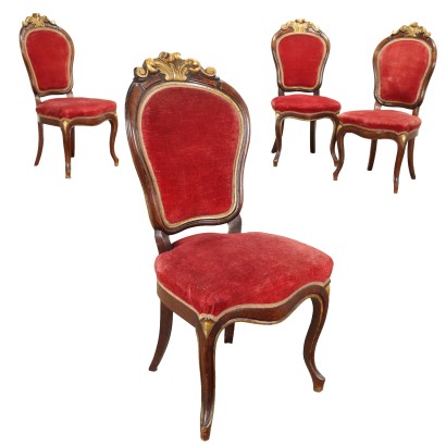 Groupe de 4 Chaises Louis Philippe Italie Deuxième Quart du '900