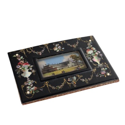 Souvenir Porte-Cartes Ancien 1851 Papier Maché Papier Décorations