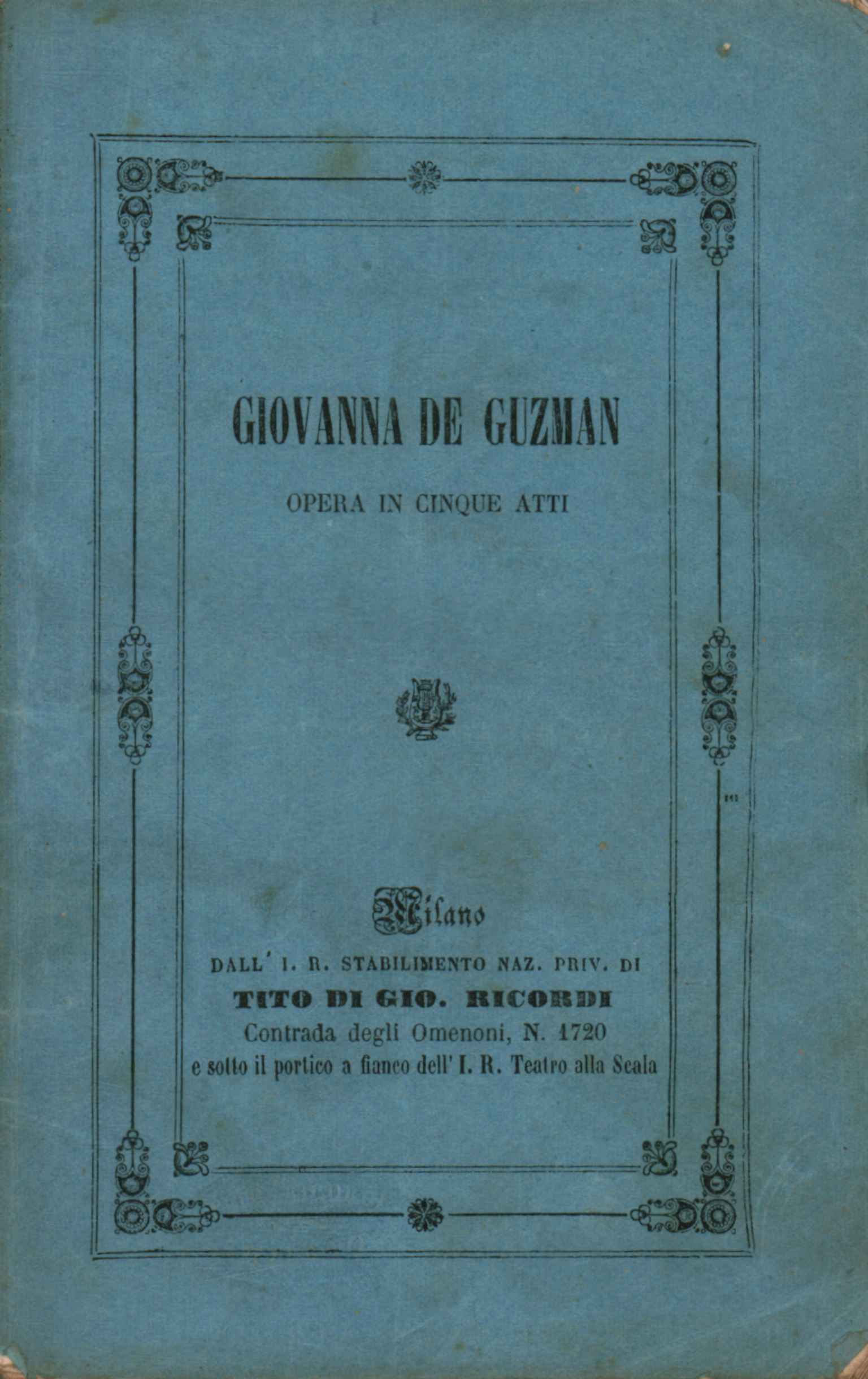 Ópera Giovanna de Guzmán en cinco actos