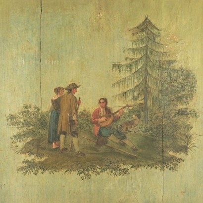 Gruppo di quattro Pannelli Dipinti Olio su Tavola